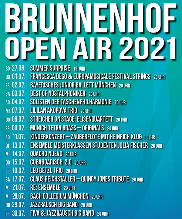 Brunnenhof Open Air: Gemeinsam Musik (er)leben vom 1. Juli bis 31. Juli 2021